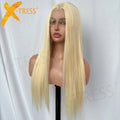 X-TRESS Glueless Synthetic Lace Front Wig 613 Blonde Wig Long Silky Straight Middle Part Lace  Natural Hairline for Black Women