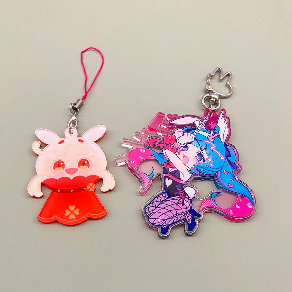 Eco-Friendly Custom Anime Colors Printed Acrylic Charm DIY Cartoon Acrylic Epoxy Key Chains with Tassel