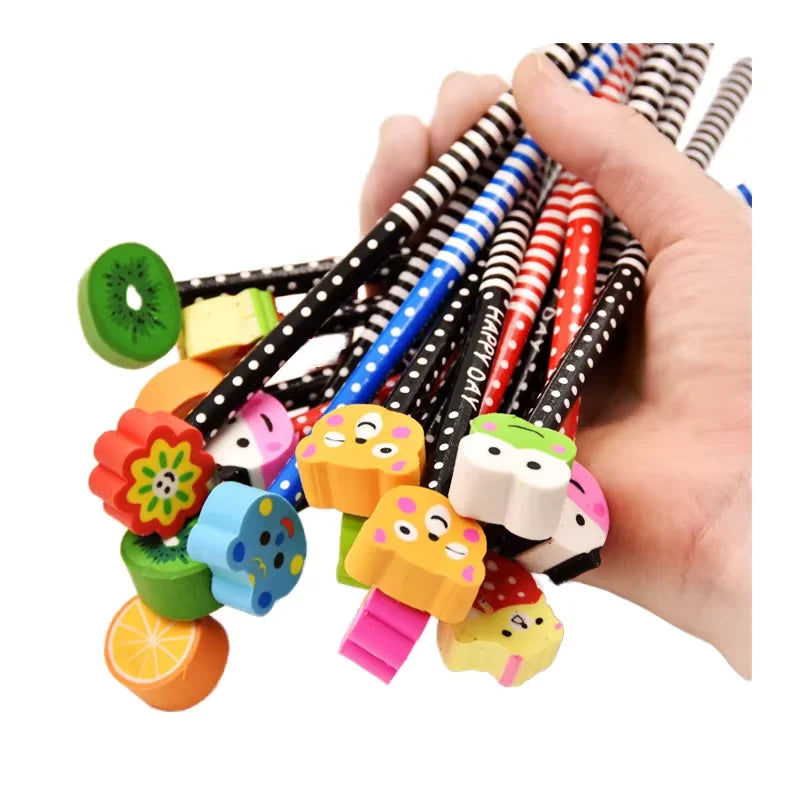 Creative HB Pupil Pencil for Children Cartoon Design Multicolour Barrel 17cm Stationery Gift Standard Pencils Rubber Head