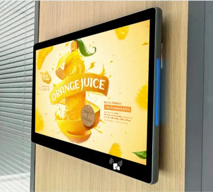 Wall Mount Advertising Display Screen Display Kiosk With NFC/ID Card Reader to Check in at the Stations and Hotels