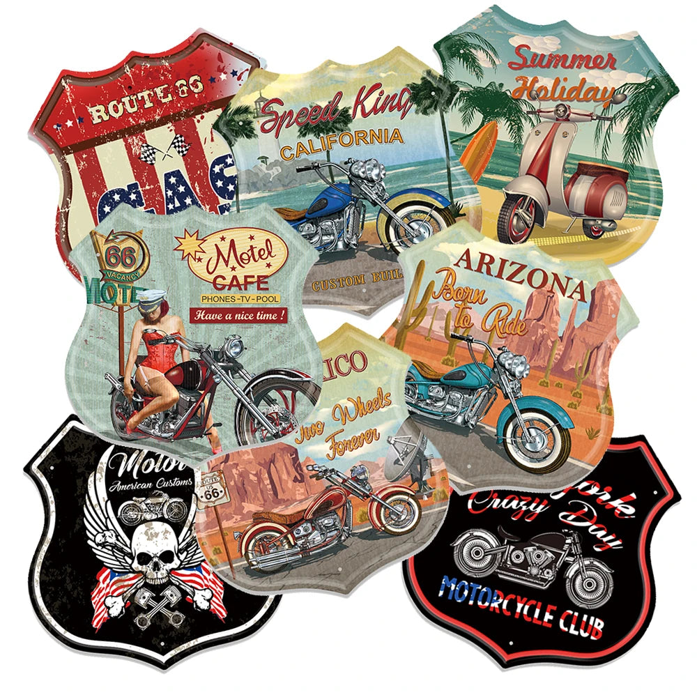 Garage Metal Signs Retro Wall Decoration Shield Metal Art Sign Retro Metal Plaque Sign