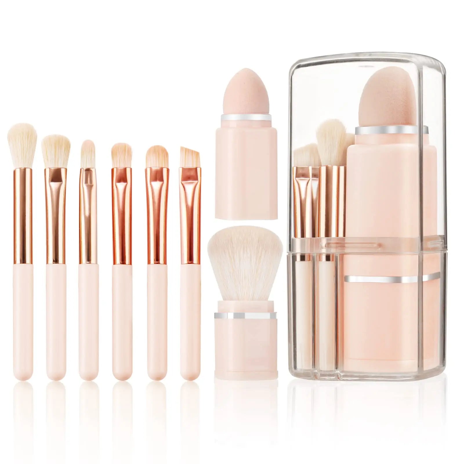 OEM ODM Customizable Travel Makeup Brush Set 8-Piece Mini Powder Beauty Sponge Blender Foundation Eyeshadow & Concealer for Face