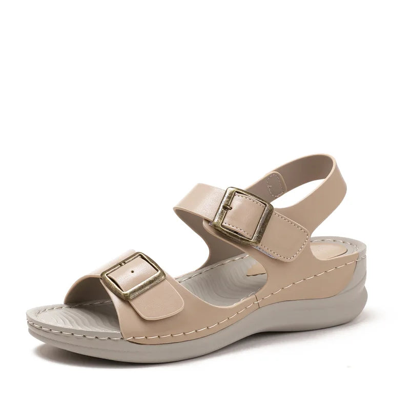 Women's Slope Heel Fashion Open Toe Sandals Simple Fashion Ladies Casual Shoes Anti-slip Lightweight Summer Beach Ladies Sandals