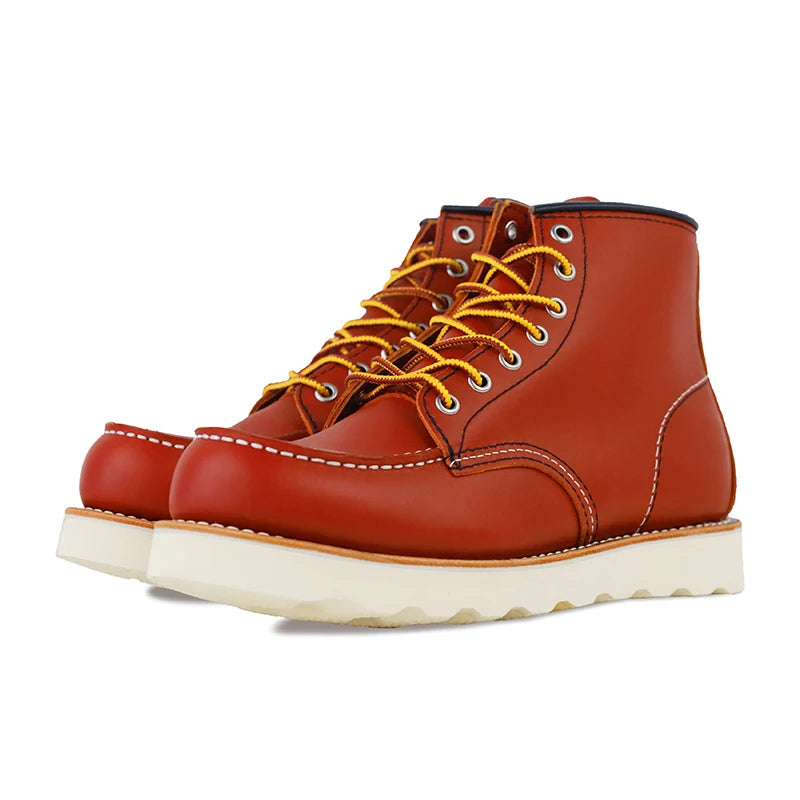 Custom Designed Mens Boots Solid with Lace-up Rubber Base for Winter Summer Autumn Seasons Leather Breathable