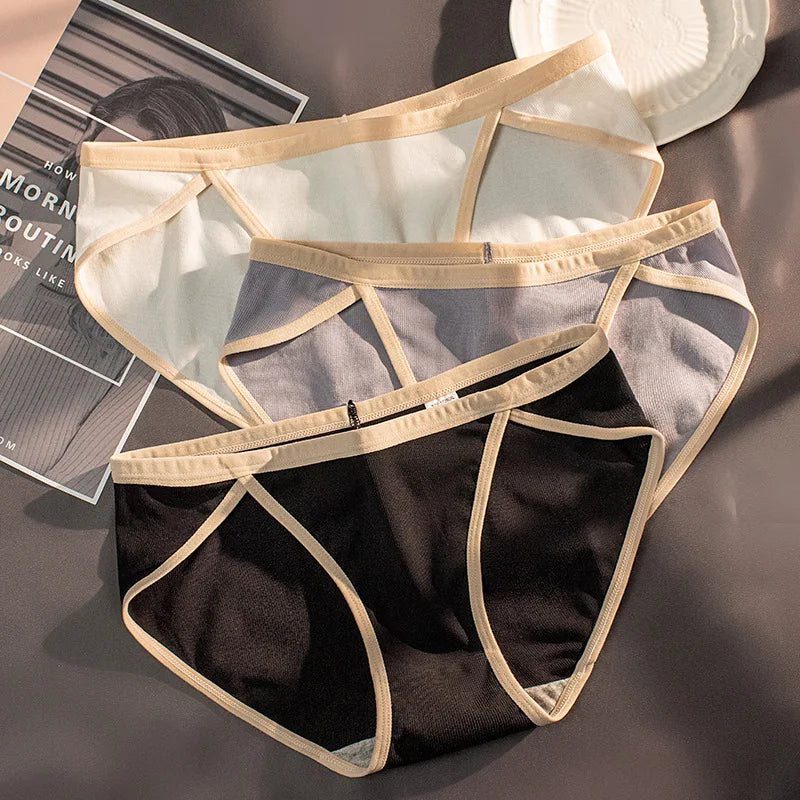 Cotton Underwear Wholesale Simple Style Women's Underwear Solid Color Women's Panties Mid-waist Plain Weave Briefs