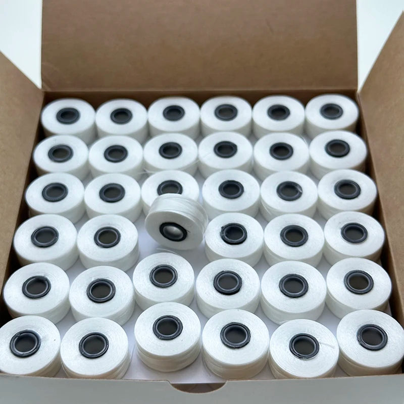 70D/2 75D/2 L White Polyester Magnetic Core Pre-wound Bobbins Thread Magnetic Bobbin Thread
