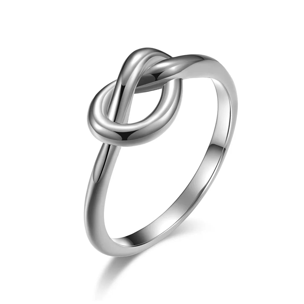 OAHLAN Unisex Bands High Polished Concentric Knot Design Couple Jewelry Stainless Steel Ring for Women Men Wedding Fit Size 4-11