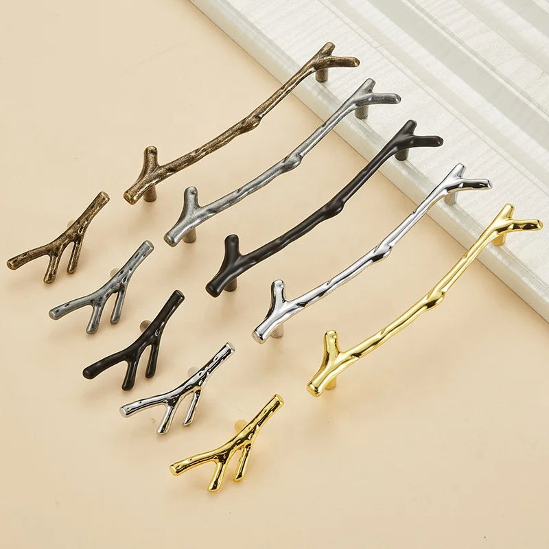 PJ012 Tree Branch Furniture Drawer Cupboard Door Pulls Tray Metal Frame Irregular Handle Bracket Accessories for Resin Crafts