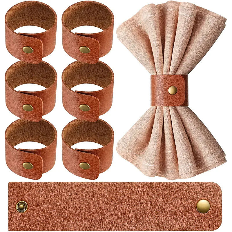Napkin Ring Artificial Leather Napkin Ring Holder Western Restaurant Table Napkin Rings