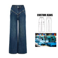 Customizable Brand Trendy Vintage Straight Denim Pants Versatile Slimming Leg-Lengthening Heavy Studded High Loose for Summer