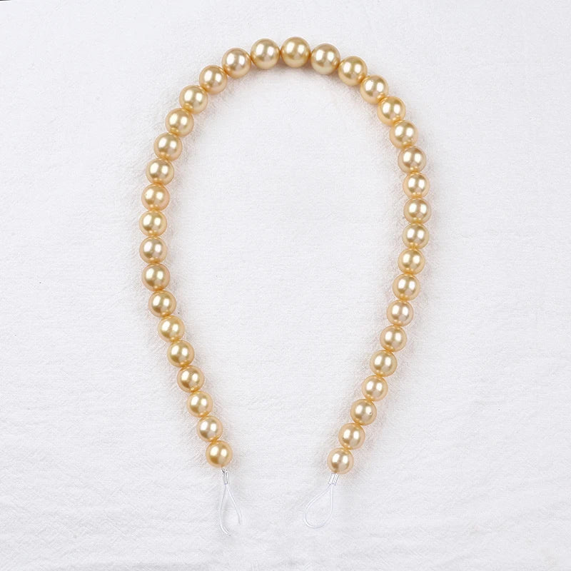 Hot Sale Natural Gold Color 10-13mm Round Shape Freshwater Pearl Strands Third Party Certified Jewelry Making Grade a