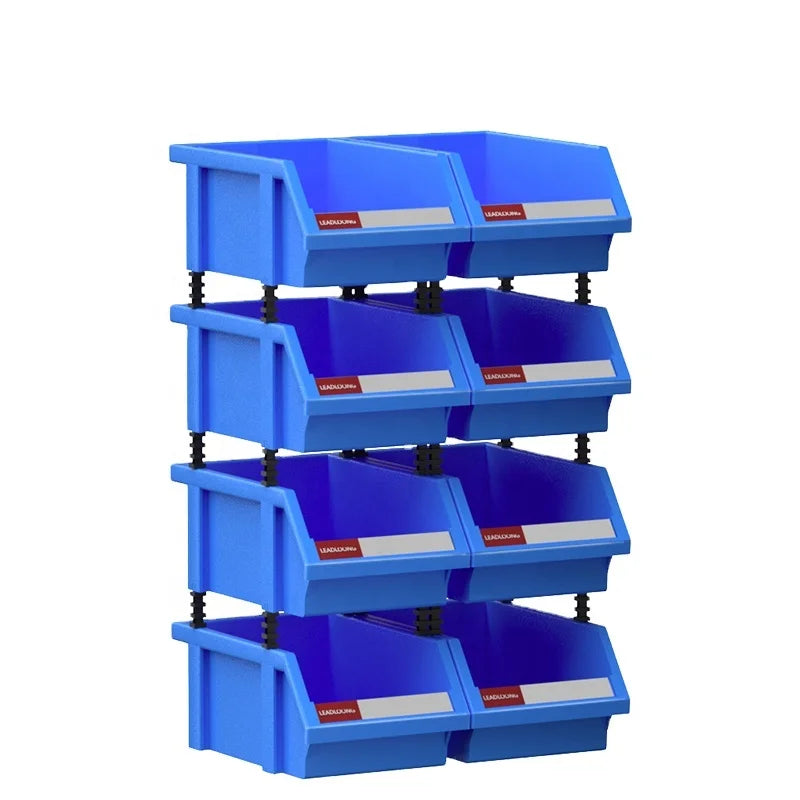Leadloong X1 Red 8pcs Plastic Stackable Storage Bins 180*120*80mm/7.09*4.72*3.15inch Garage Tools Storage Combined Box