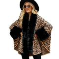 High Quality Wholesale Winter Leopard-Print Faux Fur Shawl Poncho Jacquard Capes and Cardigan Coats for Women
