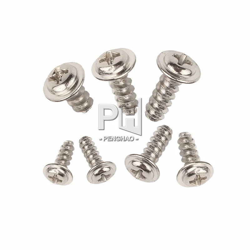 Cross Round Head with Cushion Self-tapping Screw Nickel Plated with Flat Tail Screw 1.7/2.0/2.3/2.6/3.0