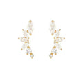 Milskye Fashion Jewelry 925 Sterling Silver 18K Gold Plated Horse Eye Zircon Curved Fan Earrings