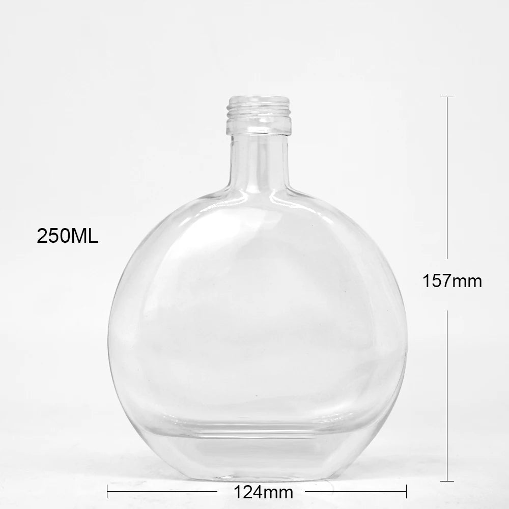 Frosted Screen Printing Round Shape 750ml Cork Sealed Liquor Bottle for Whisky Rum Brandy Vodka Gin Tequila
