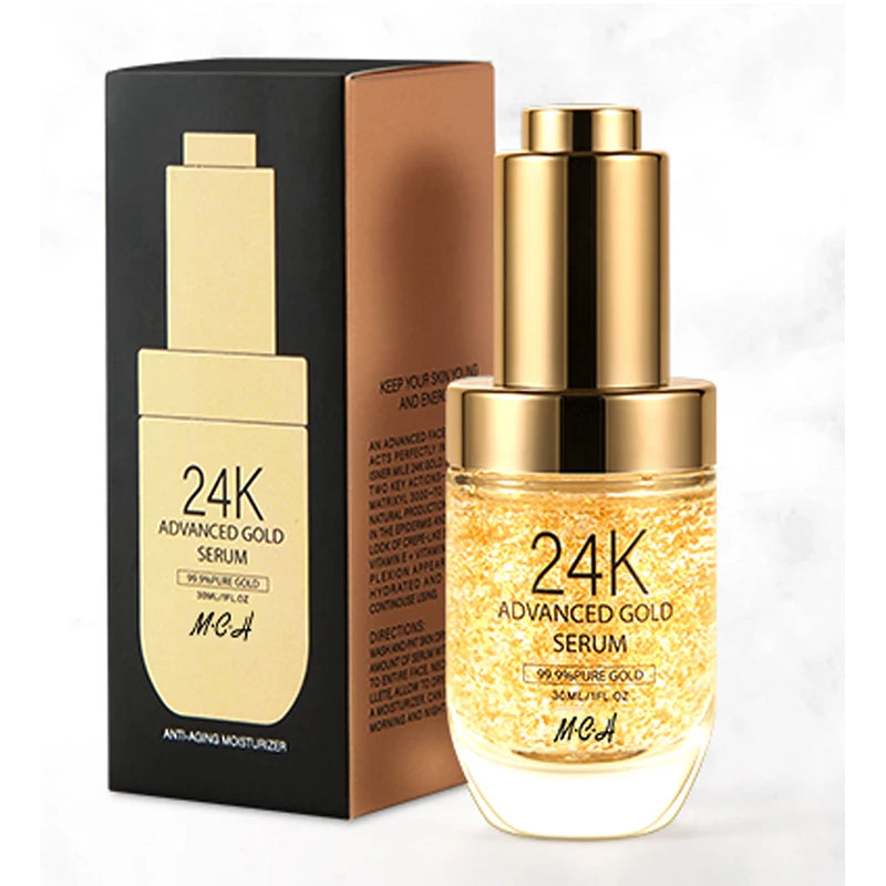 Luxury 24K Gold Face Serum Anti-Aging Firming and Whitening with Aloe Vera Essential Oil Moisturizing for Body Skin Care