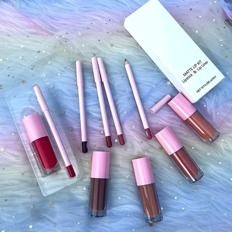 18 Colors Customize  Matte Long Lasting High Pigment Waterproof Lip Liner Lipstick Suit