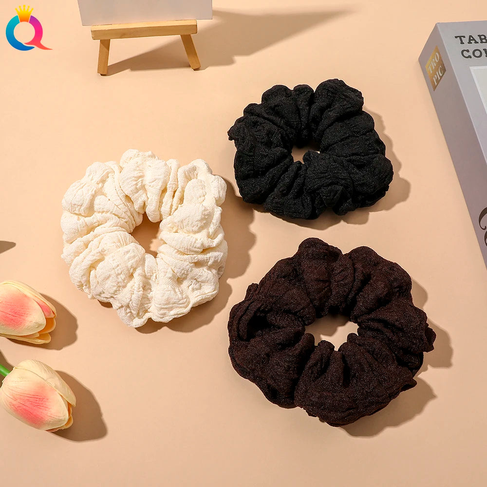 QIYUE 2021 Women's Fashion Hair Accessories Simple Solid Color Oversize Scrunchies Elastic Hair Bands Made of Chiffon Cloth