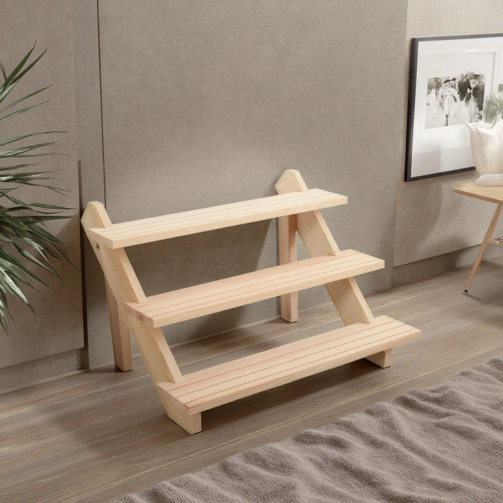 Customizable Logo 3 Layer Modern Wooden Jewelry Holder Shelf Bamboo Retail Display Stand Pendant Bracelet Necklace Indoor Use