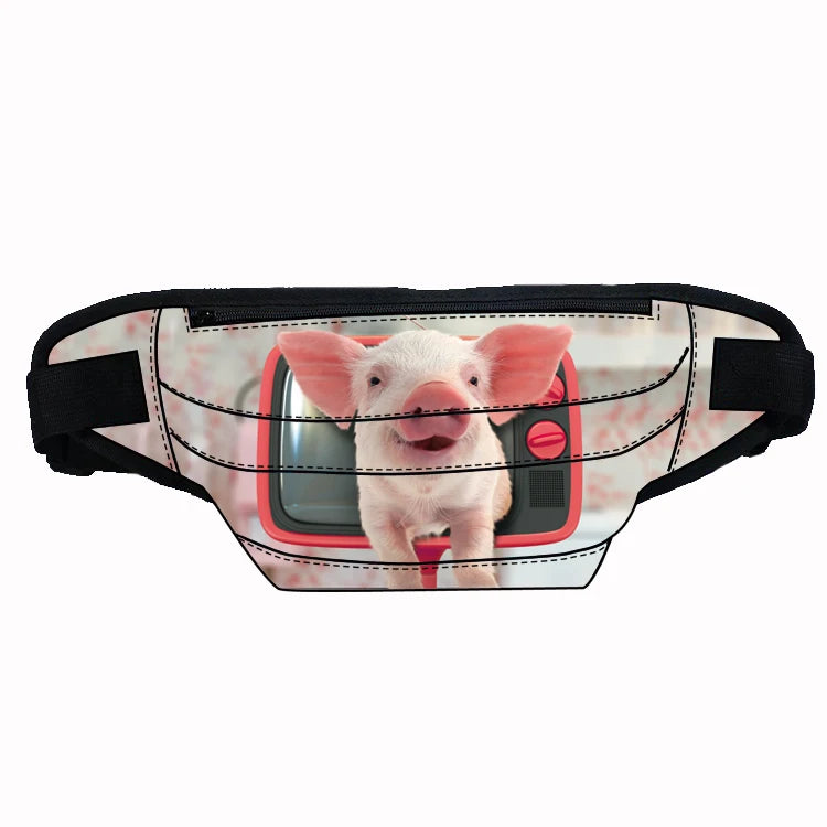 Custom Printed Stylish Lightweight Fabric Waist Bag Cute Design Large Capacity Multi-Compartment Fanny Pack with Zipper
