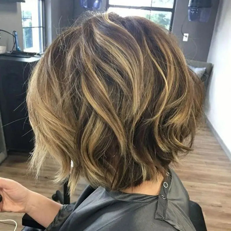 Wholesale Body Bob Short Wig Highlight Honey Blond Lace Front Wig Overnight Delivery Premium Fiber Synthetic Lace Front Wigs