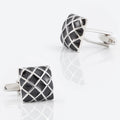 JINIJIE Ready to Ship Fashion Grid Black square Metal Copper Mens Cufflinks Suit Accessories
