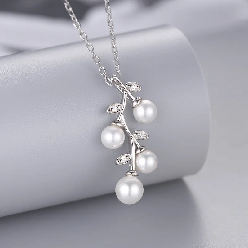 Woman Girls Necklace S925 Silver Jewelry Grape Berry Fruit Pendant Natural Freshwater Pearls Necklace