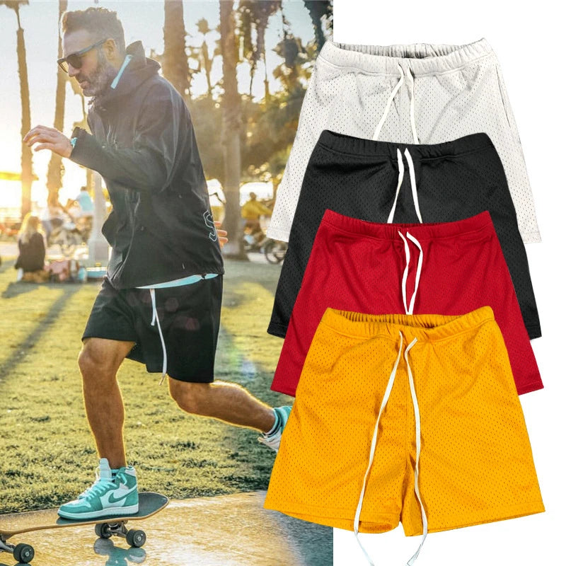 Summer Shorts Men Quick Dry Mesh Breathable Casual Sport Shorts Comfortable Fitness Mens Elastic Bodybuilding Running Shorts