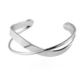 Korean New Glossy Double Layer Geometric Irregular Cross Ripple Opening Wristband Jewelry Bangle for Women Girls Party