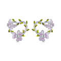 925 Sterling Silver Wisteria Flower & Butterfly Stud Earrings Heart Vine Earrings for Women Girls Romantic Fine Jewelry SCE1687