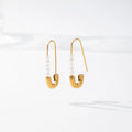 YF3274 New Fashion 18K Gold Plated Stainless Steel Paper Clip Pearl Earrings Titanium Steel Paperclip Hoop Earring