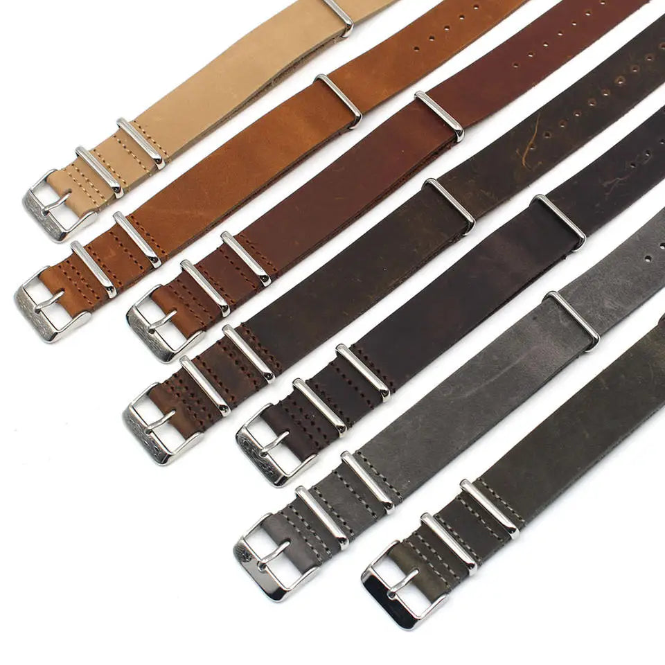 OEM ODM Luxury Custom One Piece Smartwatch Soft Leather Watch Strap 18mm 20mm 22mm 24mm Pin Buckle Band