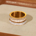 Chic Fashion Light Luxury Style Jewelry 18k Gold Plated Ring Multilayer Diamond Cubic Zirconia Stainless Steel Finger Ring