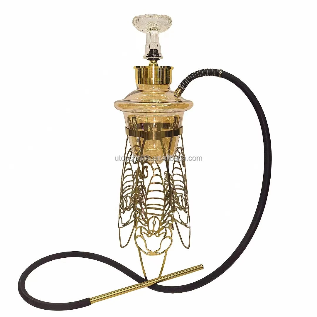 Customized Shisha 62 CM Silver Small Glass Narguile Hubbly Bubbly Chicha Smoking Set Stainless Steel Support Frame Hookah