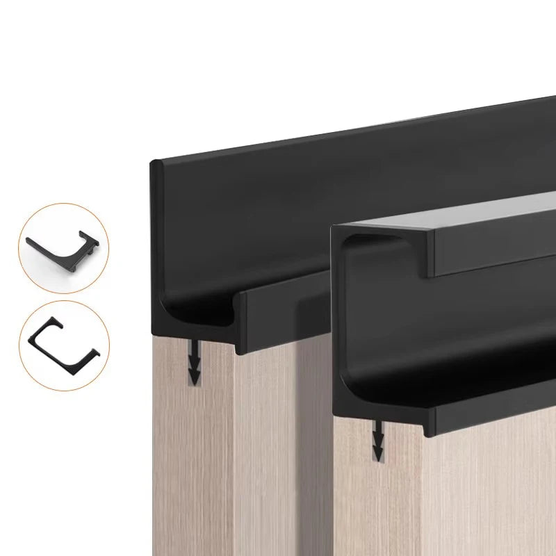 Modern Extruded Aluminum Alloy Cabinet Handle Profile Decorative Furniture Pull Bar Profile for Kitchen Wardrobe Door