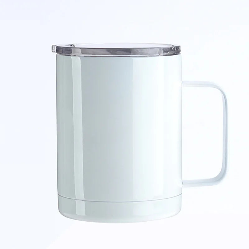 RubySub 12oz Car Cup Sublimation Coated Office Stainless Steel Mug Straight Cup with Handle