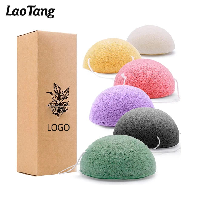 Wholesale Private Label Natural Baby Bath Facial Bamboo Charcoal Konjac Sponge