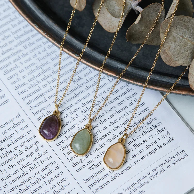 SC Creative Water Drop Design Pendant Necklace Trend Stainless Steel Necklace Fashion Water Drop Crystal Pendant Necklace