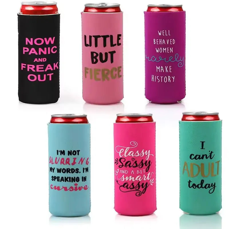 Unique Skinny Neoprene 330ml 12oz Heat Transfer Beverage Can Koozy Maker Wedding Slim Can Cooler Insulated Can Cooler