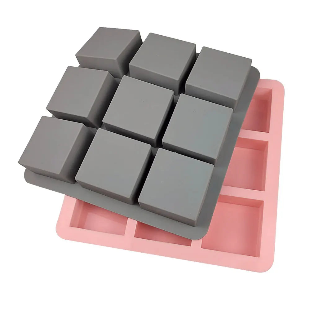 HY 9 Cavities Square Soap Mold DIY Handmade Silicone Mold for Soap Making Candle Cake Baking Lotion Bar Molds