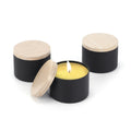Wholesale 8OZ Black Tinplate Candle Jar Wooden Grain Lid Customizable Color Home Fragrance Packaging Christmas Gift DIY Craft