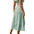 2022 Summer New Romantic Women Ditsy Floral Skirt High-waisted A-line Long Slit Skirt