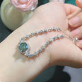 Silver 925 Original 2 Carat Brilliant Cut Diamond Test Past Green Moissanite Bracelet for Women Gemstone Chain Fine Jewelry