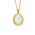 Hot Sale New Arrival Small Delicate Natural White Shell Oval Pendant 18K Gold Plated Necklace for Women