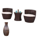 Durable 3-Piece Small Rattan Table Chair Set for Outdoor Dining Courtyard or Sun Room Terrace Aluminum Frame Vase Design