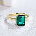 Hot Sale 14K Soild Gold Rings Jewelry 3 Carat Zambia Emerald Stone Emerald Cut Wedding Ring for Men Women