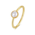 GPR20 14K Gold Plated Pearl Rings for Women Eternity Ring Freshwater Cultured Pearl Stackable Wedding Engagement Band