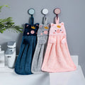 Soft Korean Style Hand Towel Cartoon Pig Embroidery Handkerchief Absorbent Household Wall Mounted Kitchen Bathroom