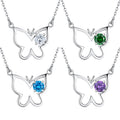 Luxury Rhodium Plate Multi-colored 5A Cubic Zircon S925 Sterling Silver Butterfly Necklace